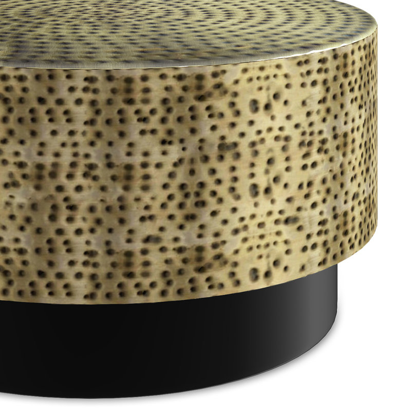 Montrose 30" Round Antique Gold and Black Metal Coffee Table