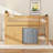 Loft Bed With Storage Cabinet, Wood Loft Bed Frame With LED Light & Wardrobe-123053230-123053231