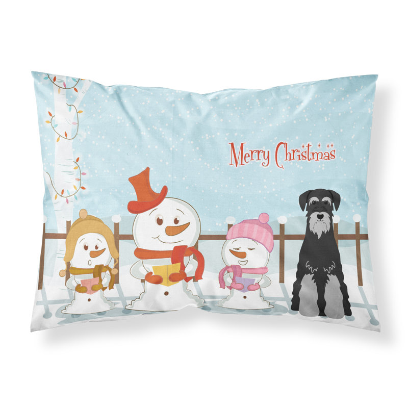 Taie d'oreiller Merry Christmas Merry Christmas, Schnauzer noir-gris et choristes