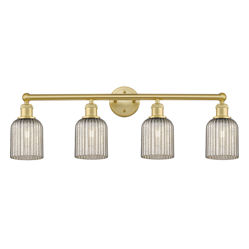 Fiennes 4 - Light Dimmable Vanity Light, Satin Gold, Metallic Gray