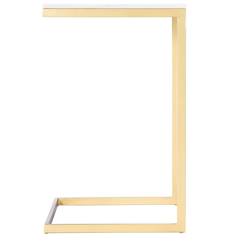 Lawler Marble C- Side Table, White Top/Gold Base