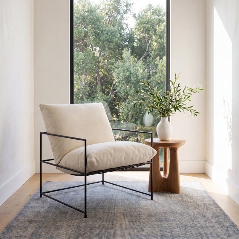 Danita Upholstered Armchair, Washed White Performance Canvas