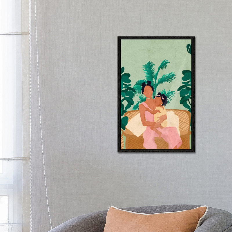Jodi And Baby by Reyna Noriega - Print on Canvas, Black Framed, 66.04 cm H x 45.72 cm W