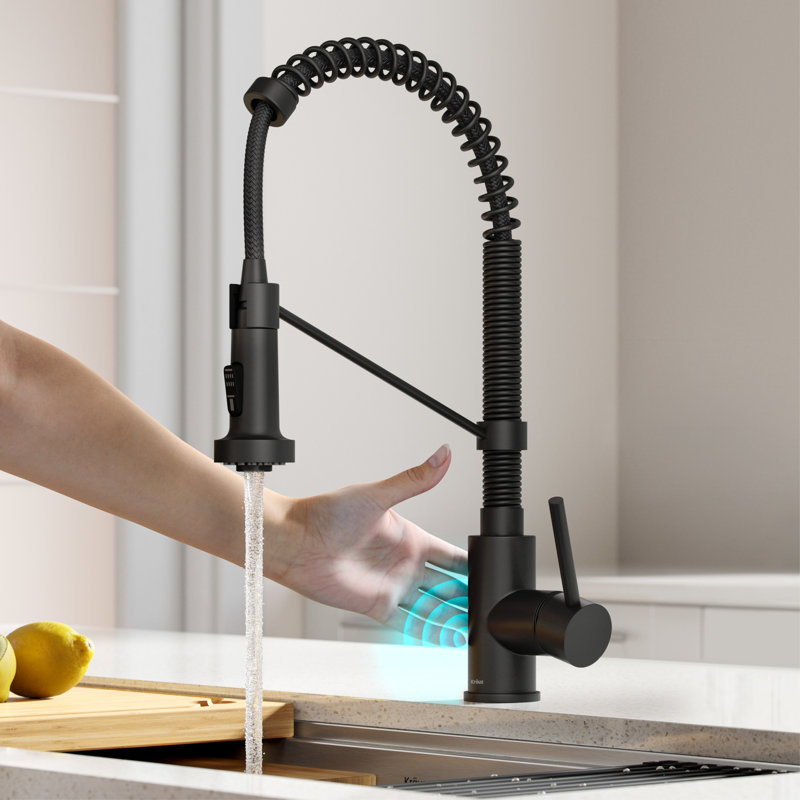 KRAUS Bolden Commercial Style 2-Function Single Handle Pull Down Kitchen Faucet, Matte Black