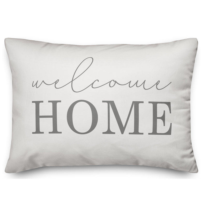 Welcome Home Indoor/Outdoor Lumbar Pillow, White