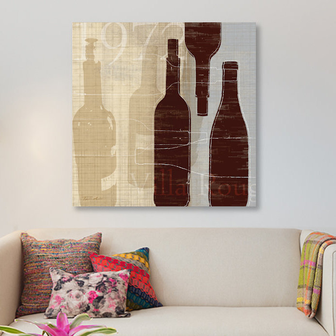 « bordeaux i », reproduction d’impression sur toile tendue, H 18 po x l 18 po x P 1,5 po, Toile avec cadre noir, Pas de tapis