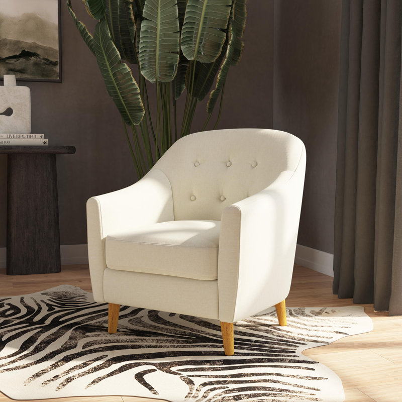 Fauteuil rembourré Briteny, Polyester crème