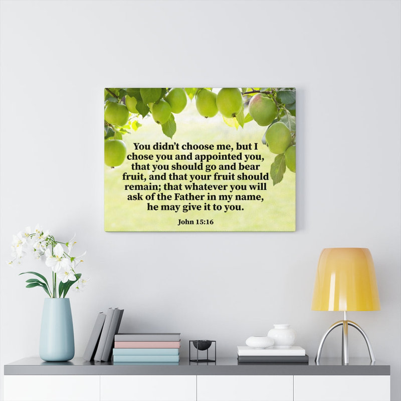 Art mural Chénien par Jean 15:16, H 18 po x l 24 po x P 1,25 po