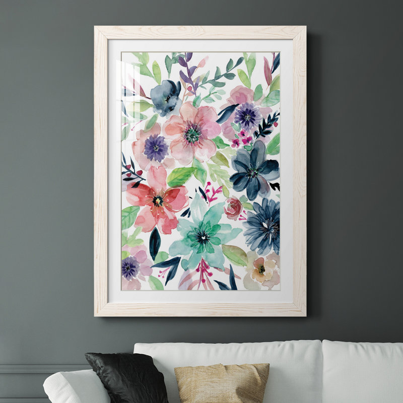 Cool and Serene - Peinture, H 24 po x l 18 po x P 1,5 po, Papier encadré blanc