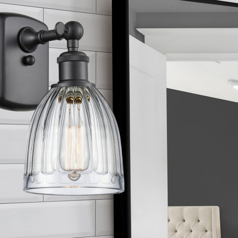 Dunder Armed Sconce, Incandescent, Clear, Matte Black