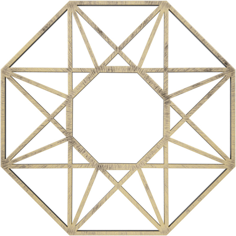 Médaillon de plafond 16 pi x P 16 po x P 6 1/4 po x P 1,5 po Guardian, H 20 po x l 20 po x P 0,50 po, Or pâle antique