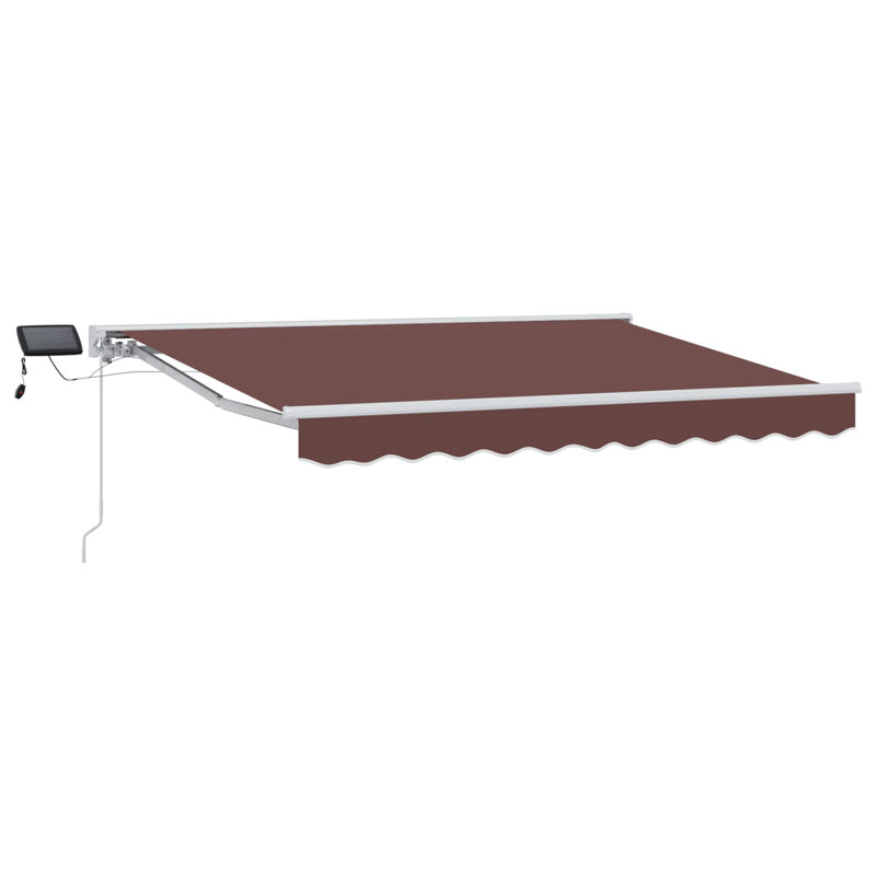 VidaXL Polyester Cover Retractable Patio Awning, 165cm H x 300cm W x 250cm D, Brown/White