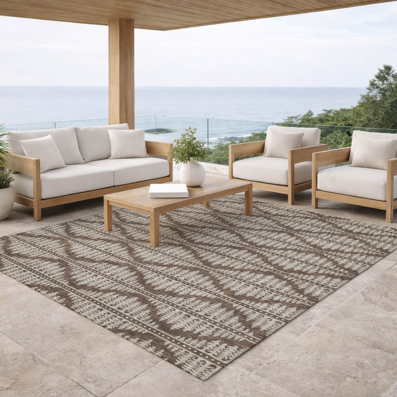 Tapis intérieur / extérieur lavable à la machine Chantille ACN2985, Café, 10 pi x 14 pi