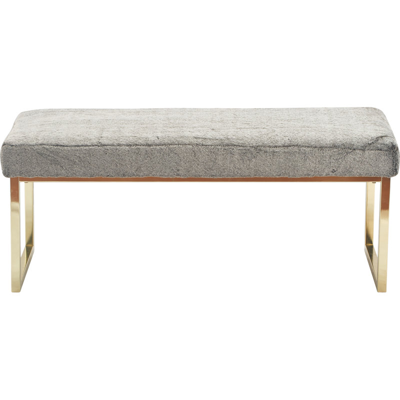 Elle Decor Giselle 43'' W Modern Entryway Bench, Shiny Metal Legs, Upholstered Vanity Stool & Bedroom Settee