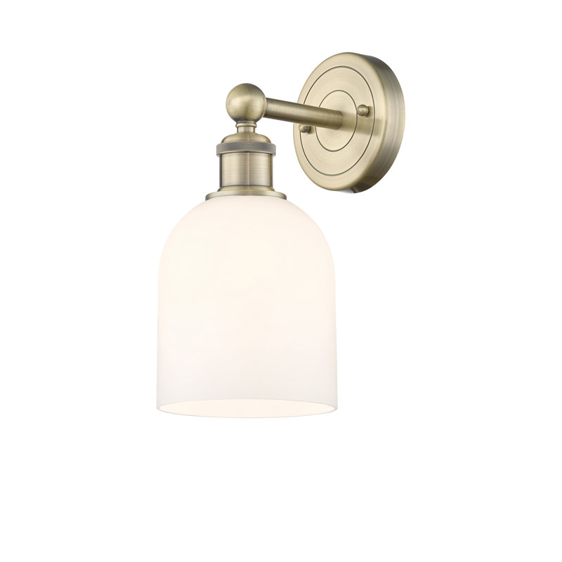 Allysson Steel Armed Sconce, Glossy White, Antique Brass