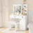 White Vanity With Lights And 2 Drawers - Modern Bedroom Design Spacious Storage Adjustable Brightness Mirror Desk Makeup Area