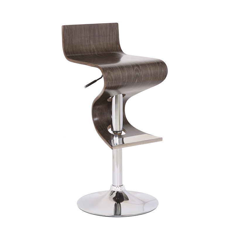 Glen Arbor Swivel Adjustable Height Counter Stool with Solid Wood Frame, Brown
