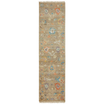 Colorburst Oushak Hand Knotted Area Rug in Tan
