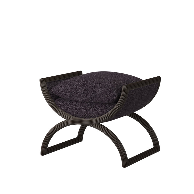 Fillmore Solid Wood Accent Stool, Espresso, Rise Charcoal (Performance fabric) 1357-95