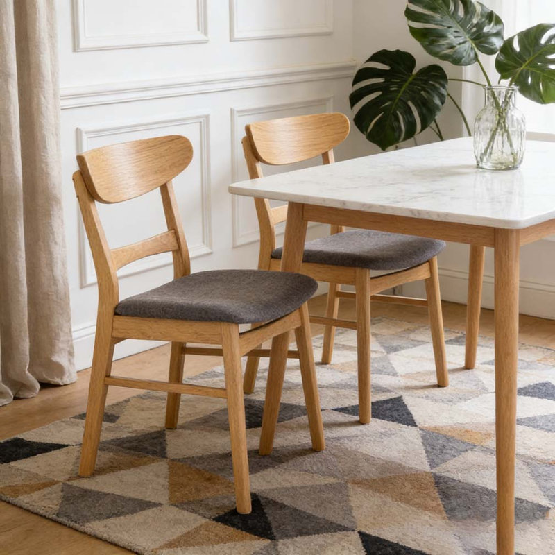DINING CHAIR, DARK GREY+light brown