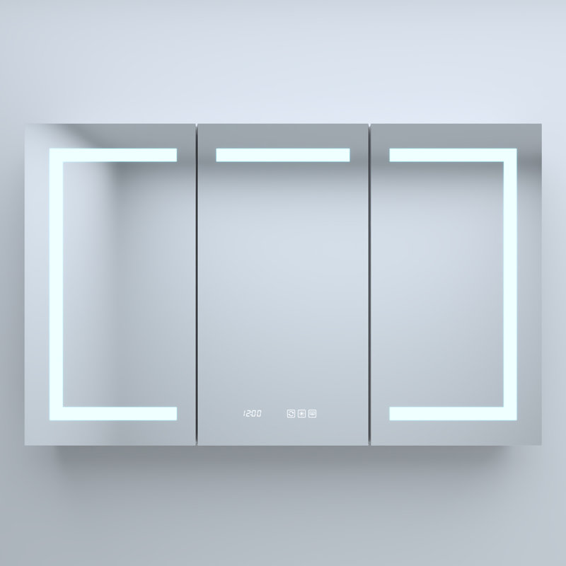 Pharmacie rectangulaire encastrée / en aluminium argenté, H 24 po x l 79,37 po x P 4,2 po