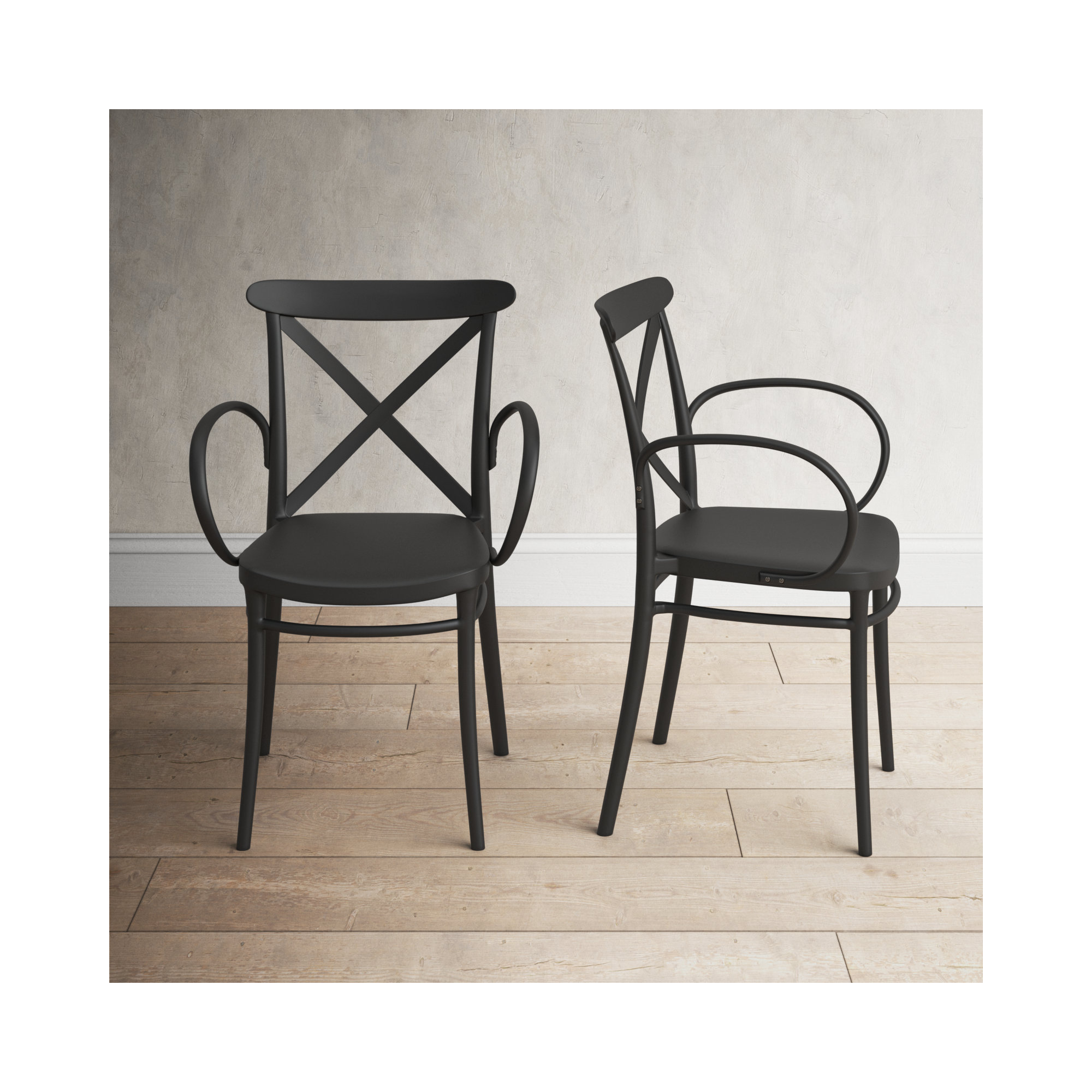Kenne Anco Stacking Patio Dining Armchair, Black