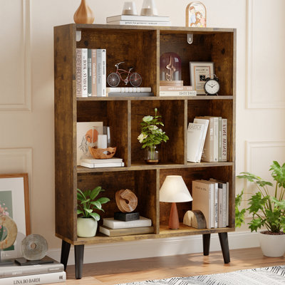 43.3" H x 31.5" W Wood Cube Bookcase Vertical Book Rack Library Shelves