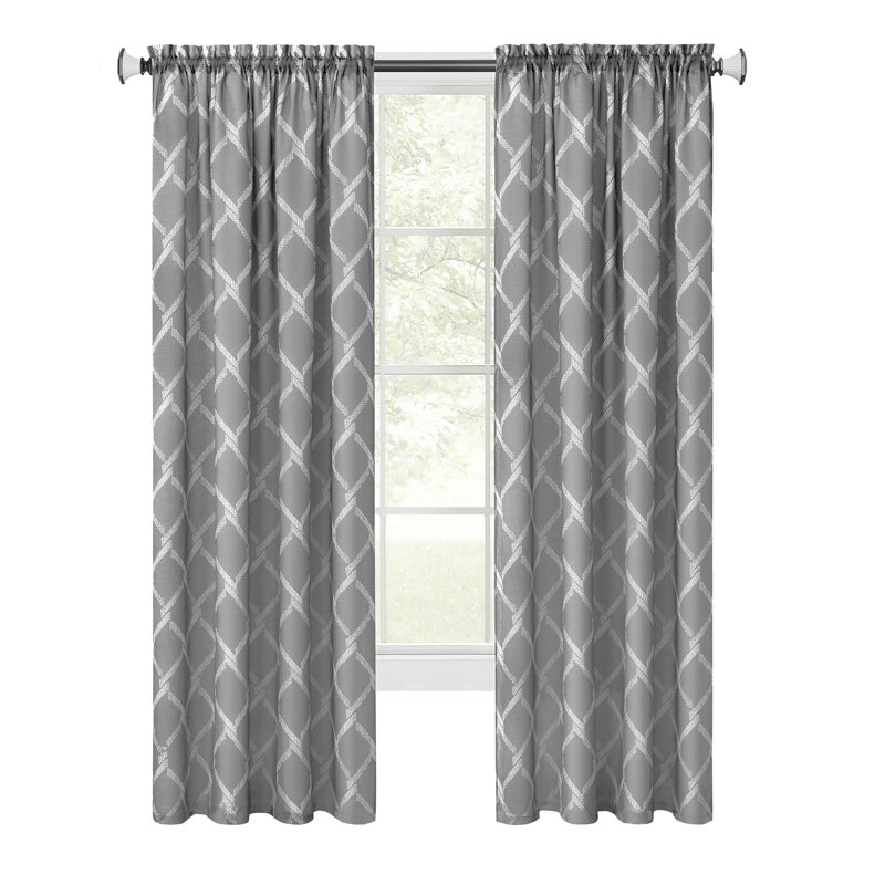Paire de rideaux à passe-tringle Bombay, Argent, L 52 po x L 84 po