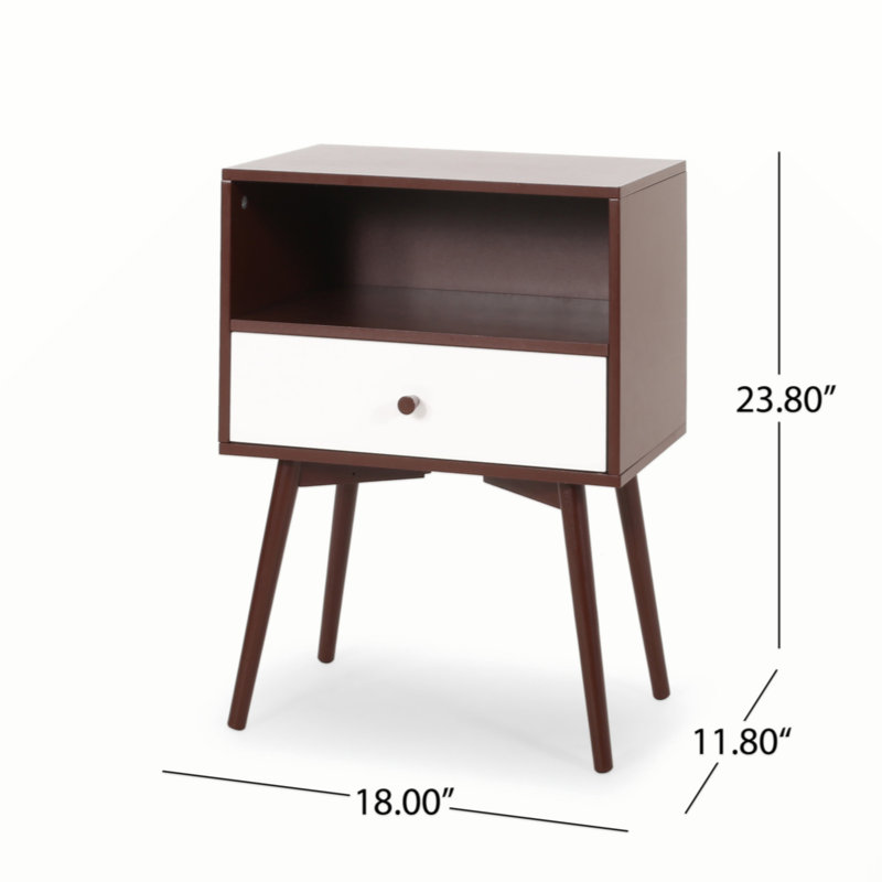Mcginn End Table with Storage, Brown/White