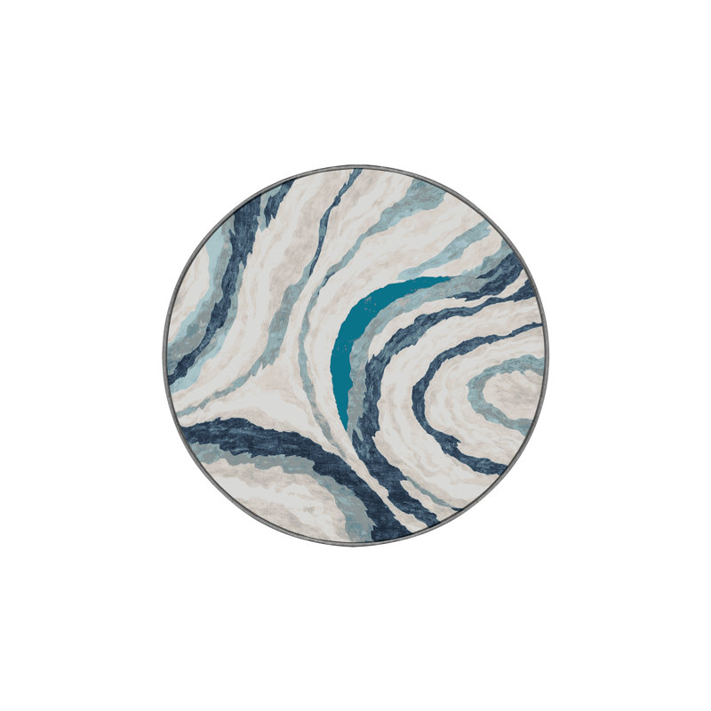 Machine Washable Gray Area Rug, Round 4'