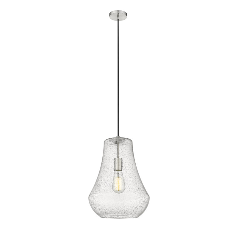 Luminaire suspendu en forme de cloche à 1 lumière Akerra, DEL, Nickel satiné brossé, H 136 po x l 11,75 po x P 11,75 po