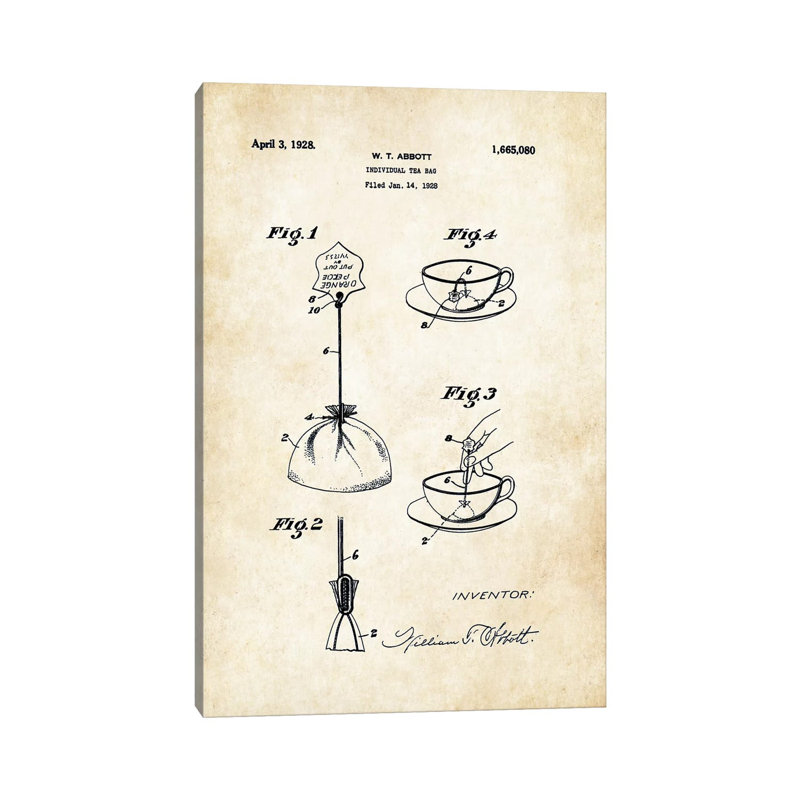 Tea Bag - Wrapped Canvas Print, 20.32 cm H x 30.48 cm W