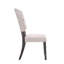 Lot de 2 chaises d'appoint avec dossier en lin beige, design rustique transitionnel et pieds fuselés en bois d'hévéa massif fini chêne gris vieilli, pour l'ameublement de la salle à manger.