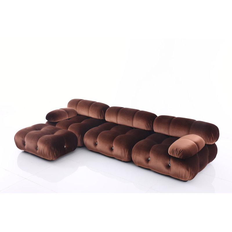 Daimion 4 - Piece Upholstered Sectional, Mocha Velvet