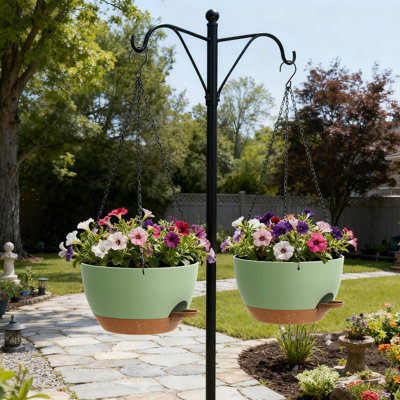 Lot de 2 grands pots suspendus à arrosage automatique pour plantes d'intérieur et d'extérieur, vertes et brunes