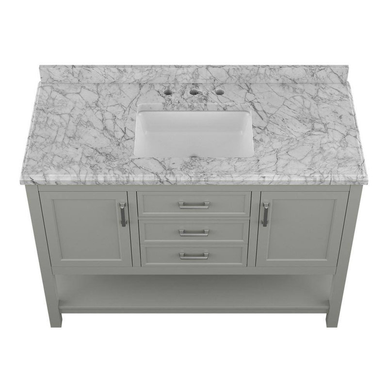 Keisha 49'' Single Bathroom Vanity with Carrara Marble Top, Gray