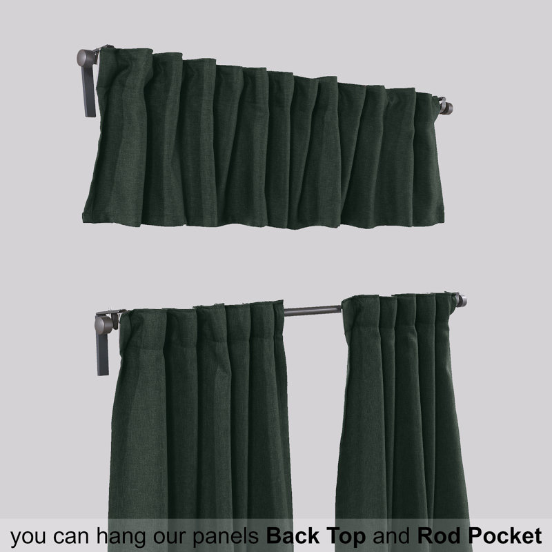 Decorative Kitchen Curtain And Valance,Caffe Curtains And Valance Set, Kitchen Curtains, 24" W x 30" L, Duck Green