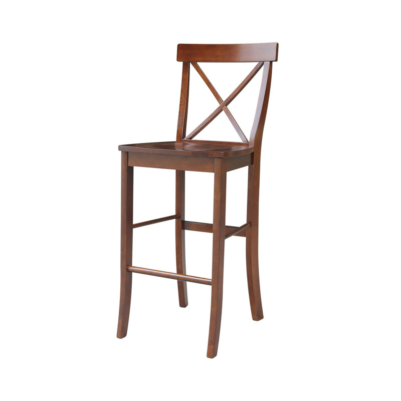 Tabouret de bar en bois massif Guzik, Espresso, Tabouret de bar (siège d'une hauteur de 29 po)