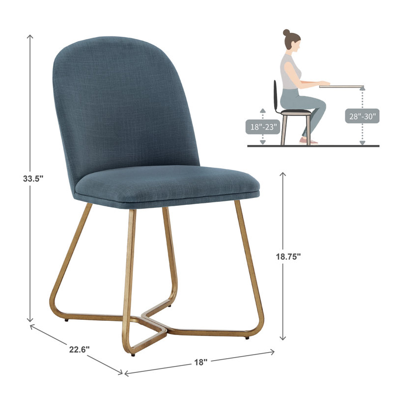 Chaise d'appoint rembourrée en lin Ainhoa, Bleu