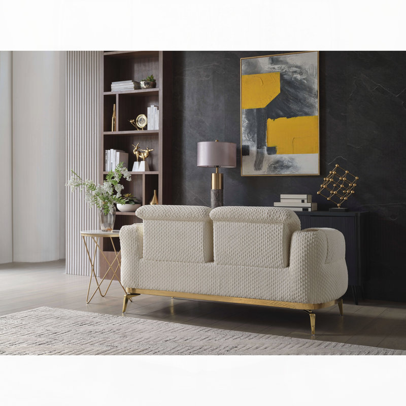 Causeuse moderne pour le salon, L 71 po, Polyester crème