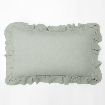 Banji Ruffled Linen Throw Pillow
