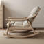 Chaise berçante moderne en bois massif rembourré