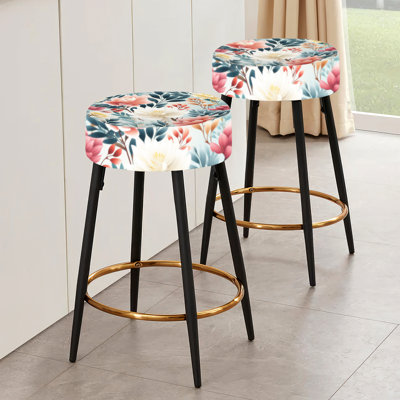 Ensemble de 2 tabourets de bar Corail et bleu