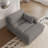 Bentura Oversized Upholstered Light Gray Corduroy Chaise Lounge with Armrests & Throw Pillows-95259944-95259943