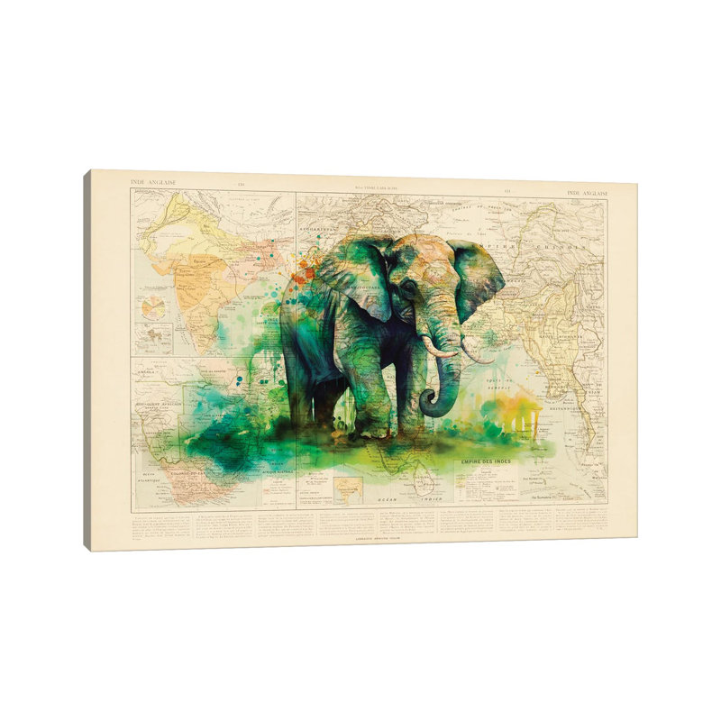 Elephant by TOMADEE - No Frame Gallery-Wrapped Canvas Giclée on Canvas, Wrapped Canvas, 20.32cm H x 30.48cm W