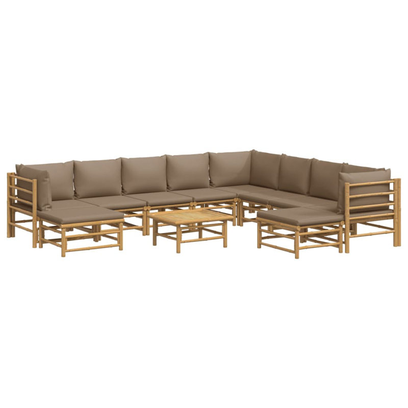 10 - Person Patio Conversation Set with Cushions, Taupe