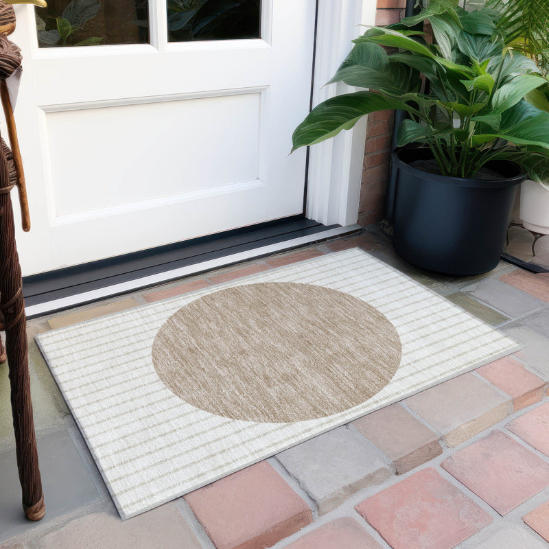 Machine Washable Indoor/Outdoor Chantille ACN994 Ivory Area Rug, Rectangle 1'8" x 2'6"