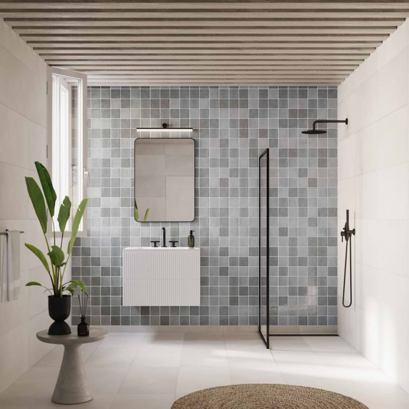 Portmore 4X4 Glazed Ceramic Tile, Gray