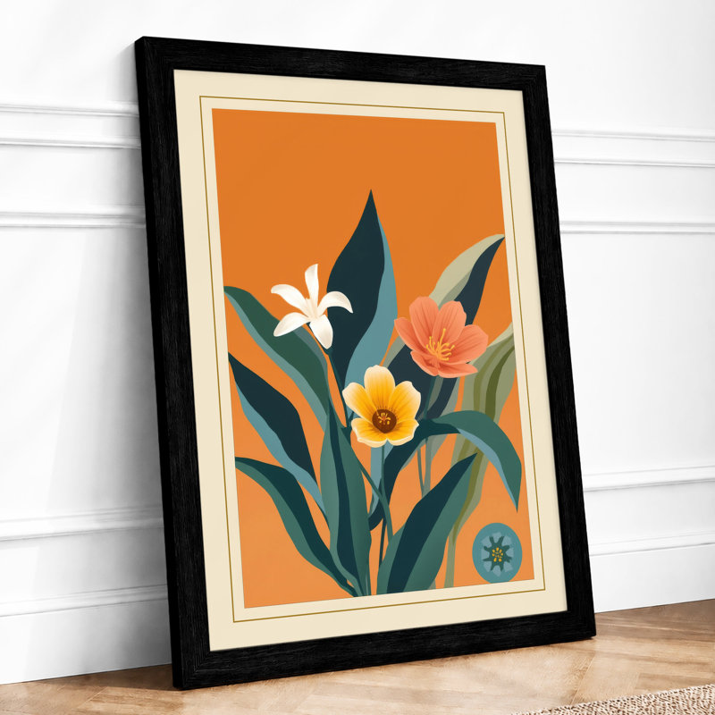 Triptych Botanical - Framed Print, Black, A3 - 42.0 x 29.7 cm