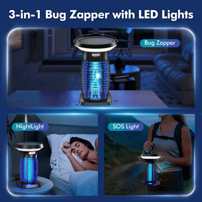 Zapper solaire d'extérieur 3 en 1 avec lumière DEL et mode SOS - homologué EPA, imperméable